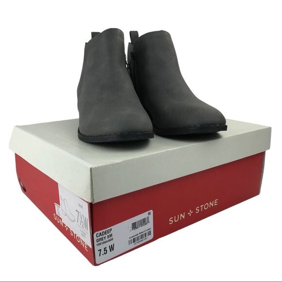 Sun + Stone Shoes - Sun + Stone Booties Ankle Boots Cadee Gray Womens Size 7.5 W NWT